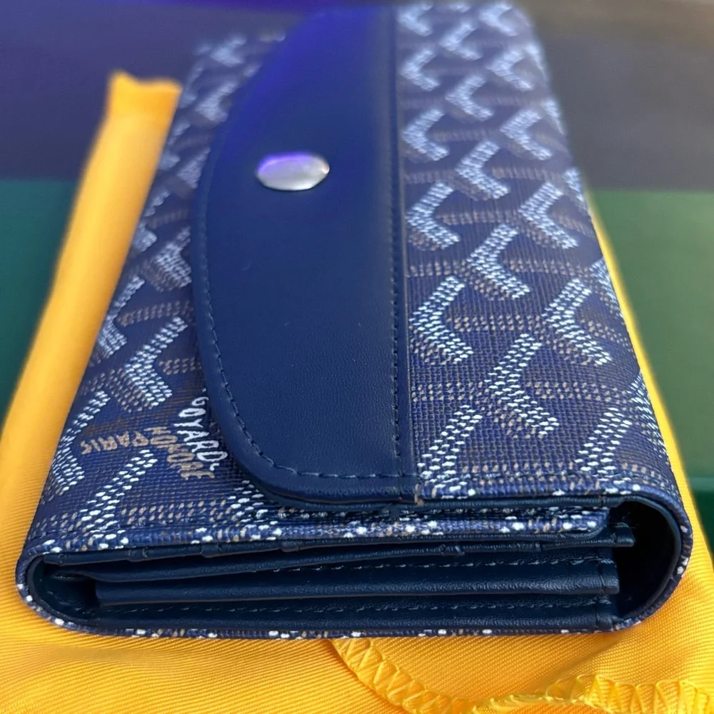 Fashion Blue Long Wallet Trifold Snap Closure - Picture 4 of 16